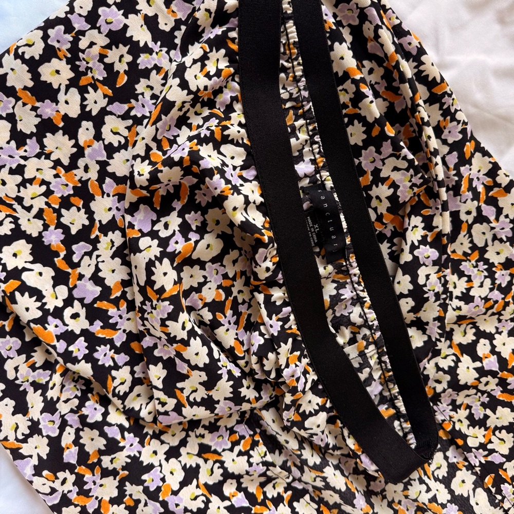 Sanctuary Floral Midi Skirt - Black, White, Orange, Purple